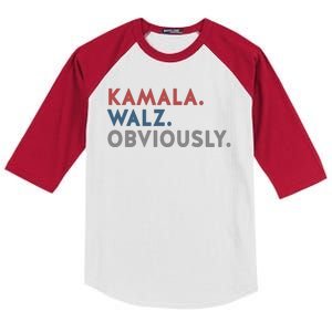 Kamala Harris Tim Walz Obviously 2024 Election Kids Colorblock Raglan Jersey