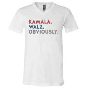 Kamala Harris Tim Walz Obviously 2024 Election V-Neck T-Shirt