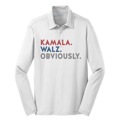 Kamala Harris Tim Walz Obviously 2024 Election Silk Touch Performance Long Sleeve Polo