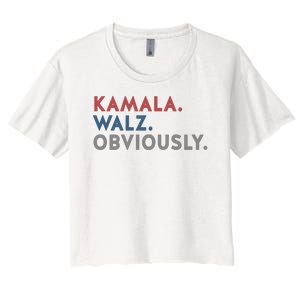 Kamala Harris Tim Walz Obviously 2024 Election Women's Crop Top Tee