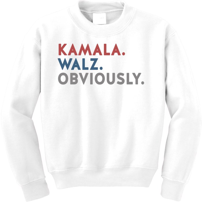 Kamala Harris Tim Walz Obviously 2024 Election Kids Sweatshirt