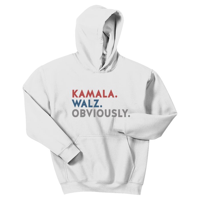 Kamala Harris Tim Walz Obviously 2024 Election Kids Hoodie