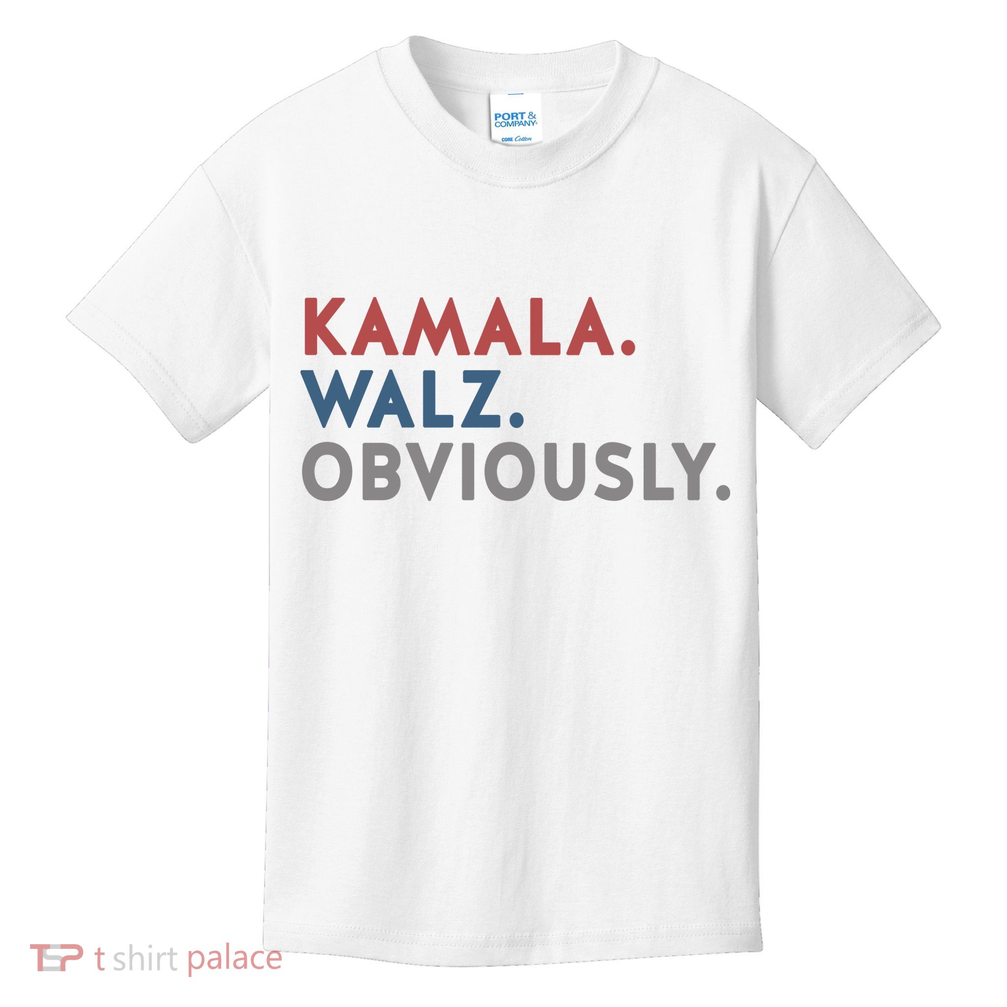 Kamala Harris Tim Walz Obviously 2024 Election Kids T-Shirt
