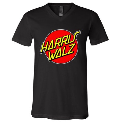 Kamala Harris Tim Walz 24 Skater 80s 90s Retro Skateboard Premium V-Neck T-Shirt