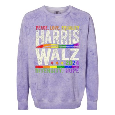 Kamala Harris Tim Walz 2024 Peace Lgbt Harris Walz Waltz Gift Colorblast Crewneck Sweatshirt