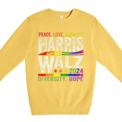 Kamala Harris Tim Walz 2024 Peace Lgbt Harris Walz Waltz Gift Premium Crewneck Sweatshirt