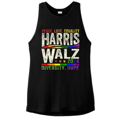 Kamala Harris Tim Walz 2024 Peace Lgbt Harris Walz Waltz Gift Ladies PosiCharge Tri-Blend Wicking Tank