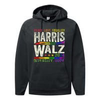 Kamala Harris Tim Walz 2024 Peace Lgbt Harris Walz Waltz Gift Performance Fleece Hoodie