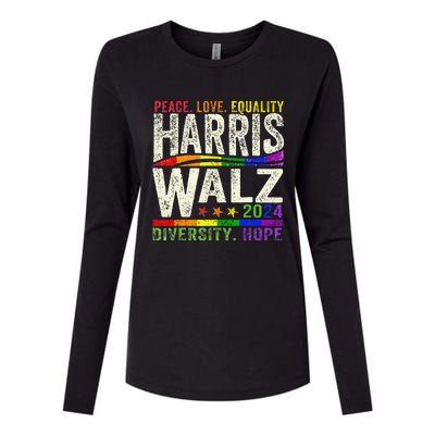 Kamala Harris Tim Walz 2024 Peace Lgbt Harris Walz Waltz Gift Womens Cotton Relaxed Long Sleeve T-Shirt