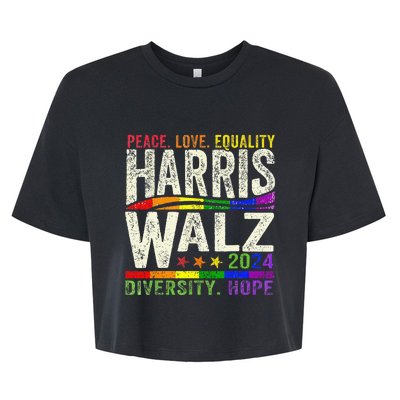 Kamala Harris Tim Walz 2024 Peace Lgbt Harris Walz Waltz Gift Bella+Canvas Jersey Crop Tee