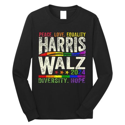 Kamala Harris Tim Walz 2024 Peace Lgbt Harris Walz Waltz Gift Long Sleeve Shirt