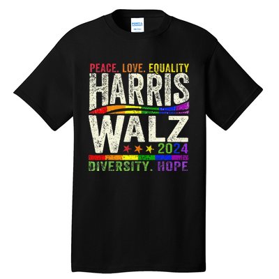 Kamala Harris Tim Walz 2024 Peace Lgbt Harris Walz Waltz Gift Tall T-Shirt