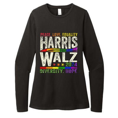 Kamala Harris Tim Walz 2024 Peace Lgbt Harris Walz Waltz Gift Womens CVC Long Sleeve Shirt