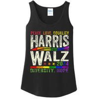 Kamala Harris Tim Walz 2024 Peace Lgbt Harris Walz Waltz Gift Ladies Essential Tank