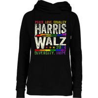 Kamala Harris Tim Walz 2024 Peace Lgbt Harris Walz Waltz Gift Womens Funnel Neck Pullover Hood