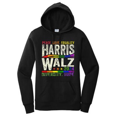 Kamala Harris Tim Walz 2024 Peace Lgbt Harris Walz Waltz Gift Women's Pullover Hoodie