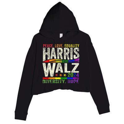 Kamala Harris Tim Walz 2024 Peace Lgbt Harris Walz Waltz Gift Crop Fleece Hoodie