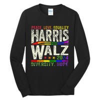 Kamala Harris Tim Walz 2024 Peace Lgbt Harris Walz Waltz Gift Tall Long Sleeve T-Shirt