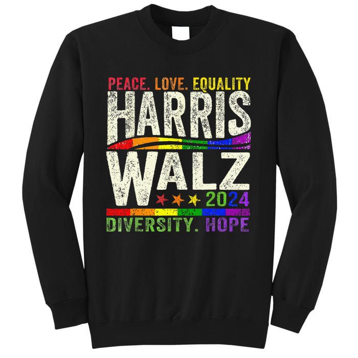 Kamala Harris Tim Walz 2024 Peace Lgbt Harris Walz Waltz Gift Tall Sweatshirt