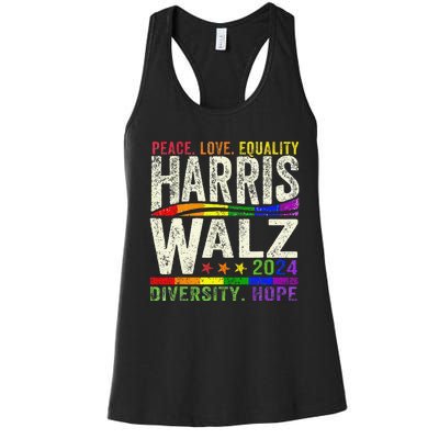 Kamala Harris Tim Walz 2024 Peace Lgbt Harris Walz Waltz Gift Women's Racerback Tank