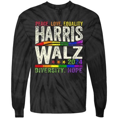 Kamala Harris Tim Walz 2024 Peace Lgbt Harris Walz Waltz Gift Tie-Dye Long Sleeve Shirt