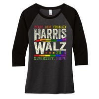 Kamala Harris Tim Walz 2024 Peace Lgbt Harris Walz Waltz Gift Women's Tri-Blend 3/4-Sleeve Raglan Shirt