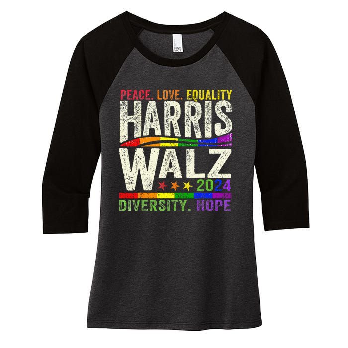 Kamala Harris Tim Walz 2024 Peace Lgbt Harris Walz Waltz Gift Women's Tri-Blend 3/4-Sleeve Raglan Shirt