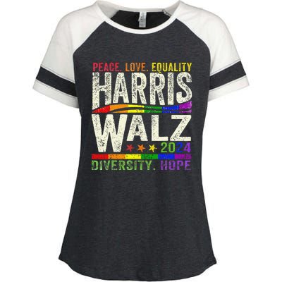 Kamala Harris Tim Walz 2024 Peace Lgbt Harris Walz Waltz Gift Enza Ladies Jersey Colorblock Tee