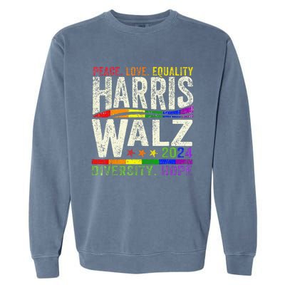 Kamala Harris Tim Walz 2024 Peace Lgbt Harris Walz Waltz Gift Garment-Dyed Sweatshirt