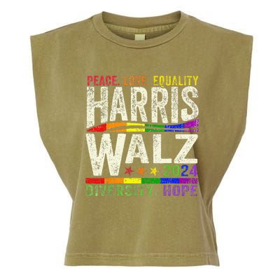 Kamala Harris Tim Walz 2024 Peace Lgbt Harris Walz Waltz Gift Garment-Dyed Women's Muscle Tee