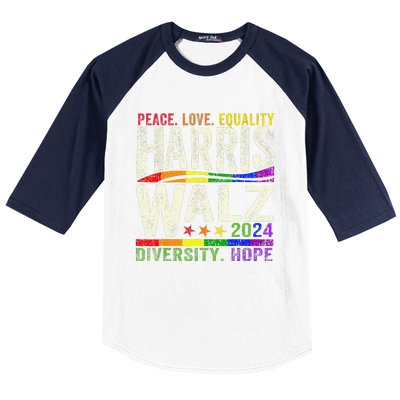 Kamala Harris Tim Walz 2024 Peace Lgbt Harris Walz Waltz Gift Baseball Sleeve Shirt