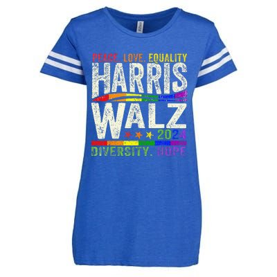 Kamala Harris Tim Walz 2024 Peace Lgbt Harris Walz Waltz Gift Enza Ladies Jersey Football T-Shirt