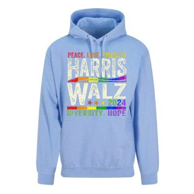 Kamala Harris Tim Walz 2024 Peace Lgbt Harris Walz Waltz Gift Unisex Surf Hoodie