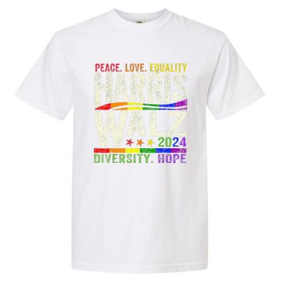 Kamala Harris Tim Walz 2024 Peace Lgbt Harris Walz Waltz Gift Garment-Dyed Heavyweight T-Shirt