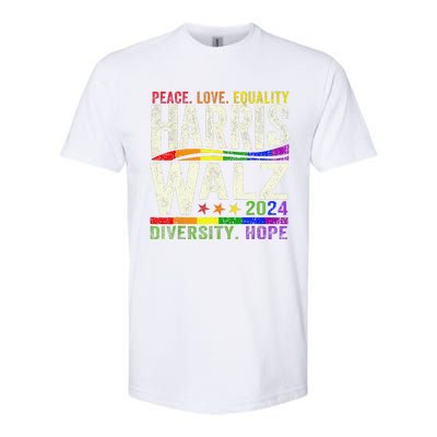 Kamala Harris Tim Walz 2024 Peace Lgbt Harris Walz Waltz Gift Softstyle CVC T-Shirt