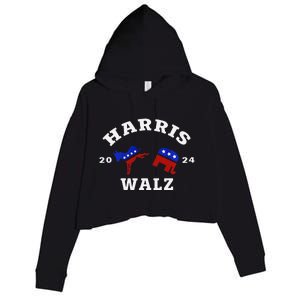 Kamala Harris Tim Waltz 2024 Crop Fleece Hoodie