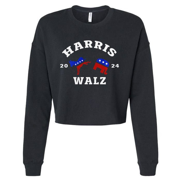 Kamala Harris Tim Waltz 2024 Cropped Pullover Crew