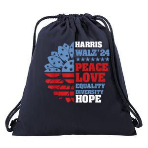 Kamala Harris Tim Walz 2024 Peace Lgbt Harris Walz Waltz Drawstring Bag