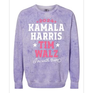 Kamala Harris Tim Walz 2024 President Election I’M With Them Colorblast Crewneck Sweatshirt