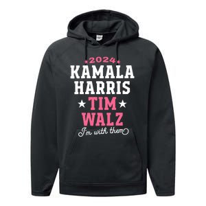 Kamala Harris Tim Walz 2024 President Election I’M With Them Performance Fleece Hoodie