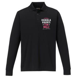 Kamala Harris Tim Walz 2024 President Election I’M With Them Performance Long Sleeve Polo