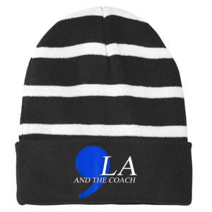 Kamala Harris Tim Walz Coach 2024 La Comma Gift Striped Beanie with Solid Band