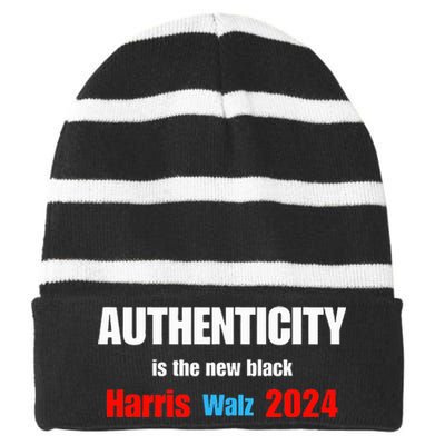 Kamala Harris Tim Walz 2024 Presidential Election Striped Beanie with Solid Band