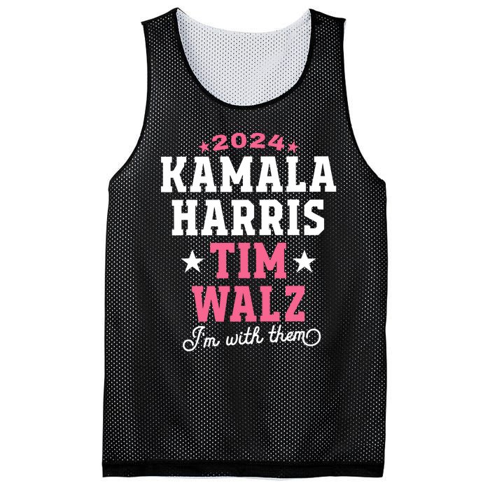 Kamala Harris Tim Walz 2024 President Election I’M With Them Mesh Reversible Basketball Jersey Tank