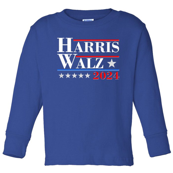 Kamala Harris Tim Walz 2024 Election Toddler Long Sleeve Shirt