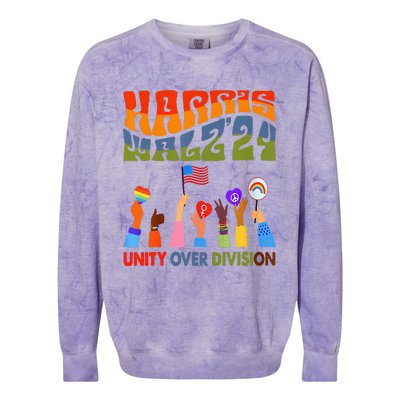 Kamala Harris Tim Walz Waltz Boho Aesthetic Colorblast Crewneck Sweatshirt