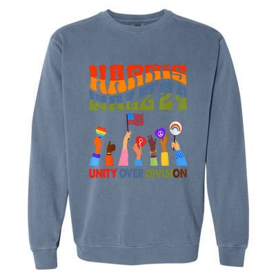 Kamala Harris Tim Walz Waltz Boho Aesthetic Garment-Dyed Sweatshirt