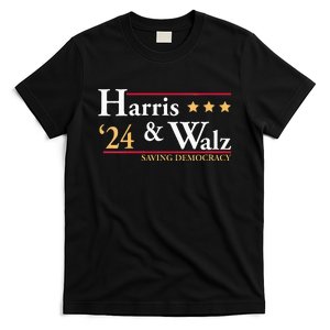 Kamala Harris Tim Walz Saving Democracy Election Campaign Vneck T-Shirt