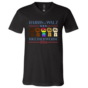 Kamala Harris Tim Walz 2024 Election Lgbt Harris Walz Waltz V-Neck T-Shirt