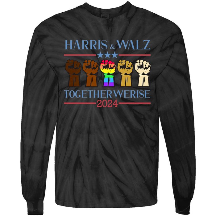 Kamala Harris Tim Walz 2024 Election Lgbt Harris Walz Waltz Tie-Dye Long Sleeve Shirt